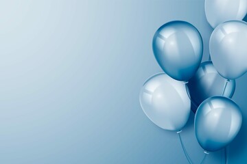 Realistic Blue Background With Balloons