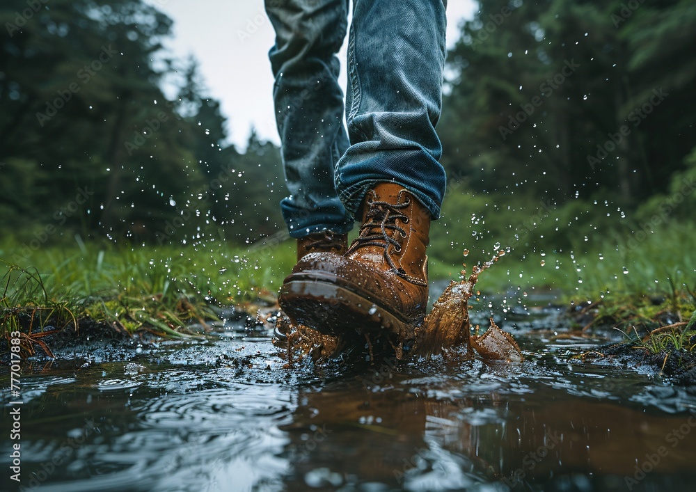 Poster exploring the rainy path a journey through the wet and wild generative ai