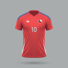 3d realistic soccer jersey Chile national team 2024