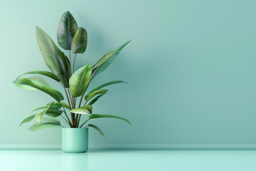 An isolated green plant in a pot