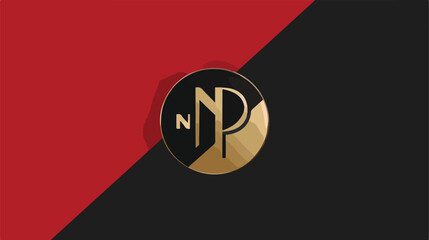 Minimal NP logo. Icon of a PN letter on a luxury background - obrazy, fototapety, plakaty