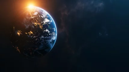 Papier peint adhésif Pleine Lune arbre Planet earth sunrise seen from space