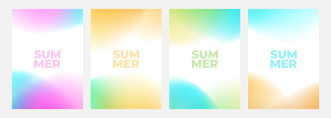 Set of light blurred Summer theme color backgrounds for creative Summertime graphic design. Vector illustration.	