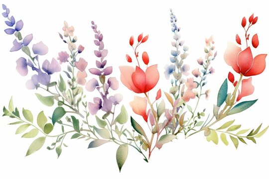 watercolor of snapdragon clipart with tall spikes of colorful blooms. flowers frame, botanical border, on white background for wedding card, cover, invitations.