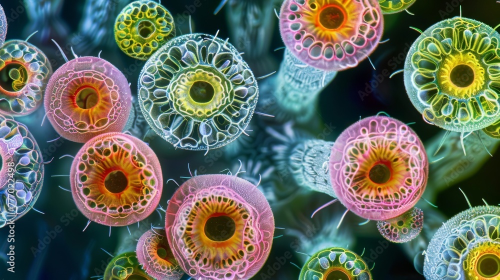 Poster highresolution image of plant pollen tubes in various stages of development underscoring the amazing