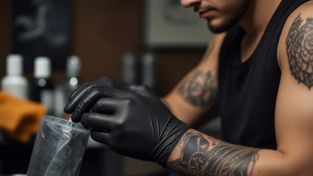 
Visualize a tattoo artist striking a pose in their tattoo salon, exuding confidence and creativity amidst the ambiance of ink and artistry.