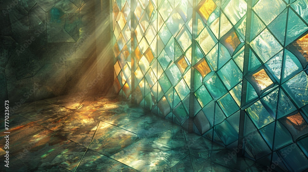 Aufkleber the stained glass window a journey through the realms of light and shadow generative ai