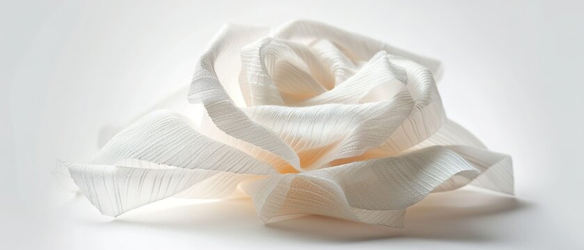 A rose made of white bandage material gauze bandage symbolically for wishes for a speedy recovery