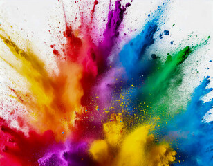 splash colourful rainbow colored paint color powder explosion isolated white background