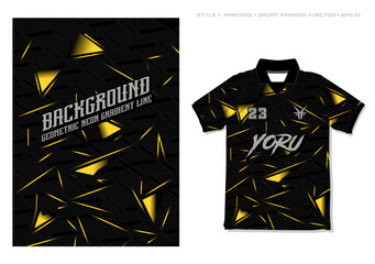 sublimation jersey design black yellow camouflage sport shirt background car decal wrap livery modern abstract pattern template badminton soccer football neon geometric stripes