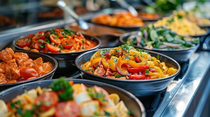 Obraz premium Fresh Salad Bar Selection in Self Service Dining Room