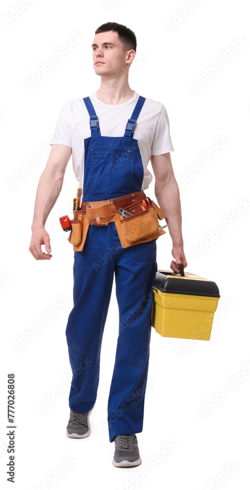 Canvas Prints Professional repairman with tool box on white background