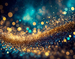 background of abstract glitter lights blue gold banner