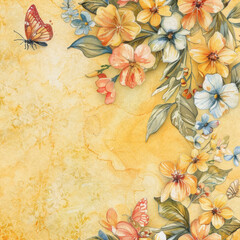 Shabby Chic Spring Floral Collage, AI generated