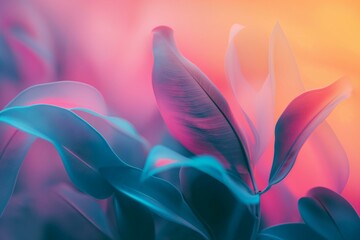 Vibrant Gradient Background With Abstract Plant