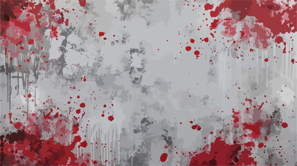 Red paint splatter effect texture on gray paper background