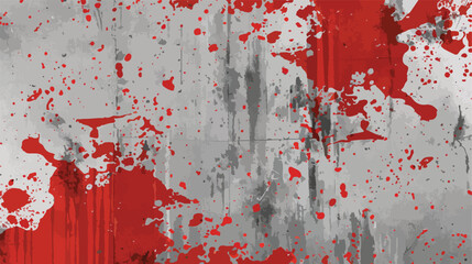 Red paint splatter effect texture on gray paper background