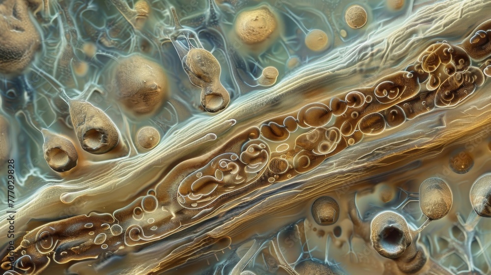 Poster an image showing a crosssection of a nematode revealing the intricate network of within its body.