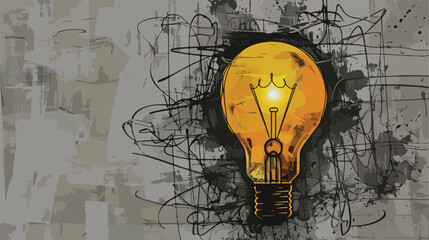 Sketch Business plan with Light bulb  doodle art  Cr
