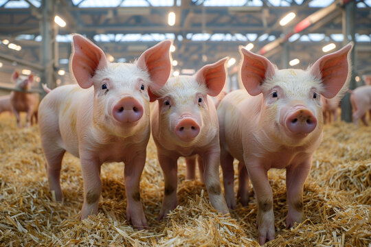Young pigs on a pig farm