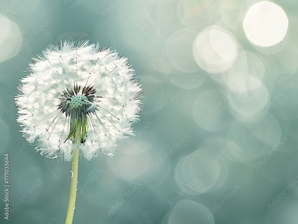 Poster blossoming hope a dandelion in a blurred field of dreams generative ai