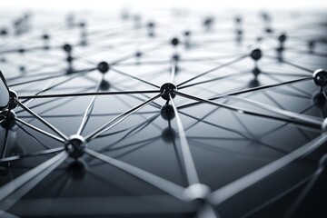 This photo showcases a monochrome image featuring a network of pins prominently displayed, A modern, minimalistic view of a grid network, AI Generated