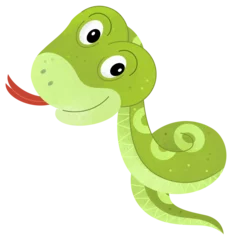 Badkamer foto achterwand cartoon scene with snake animal theme isolated on white background illustration for children © agaes8080