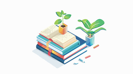 Knowledge growth isometric icon Flat vector isolated