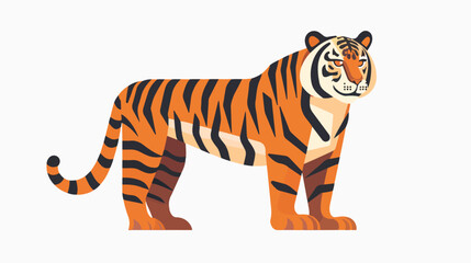 Tiger vector illustration cartoon red tiger on white background