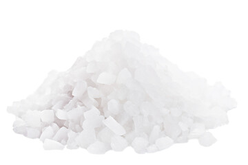 Pile of coarse sea salt isolated on transparent background.