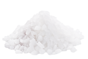 Pile of coarse sea salt isolated on transparent background.