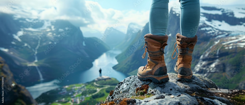 Poster exploring the scandinavian mountains a hiker's journey generative ai