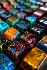 Fototapeta na wymiar Colorful artistic keyboard pattern for background