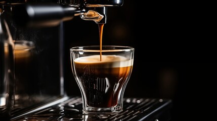 Generative AI of Espresso Drip in Double-Wall Cup with Copy Space Concept for Steamy Morning Beverage, Italian Café Culture, and Barista Craft
