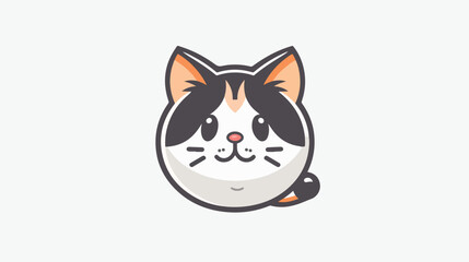 Fototapeta na wymiar Vector Logo Illustration Cute Cat Simple Mascot Style.