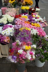 colorful flowers in a market