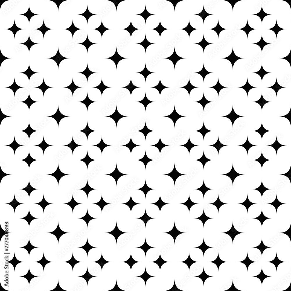 Poster geometrical curved star pattern background - abstract monochrome vector design from stars