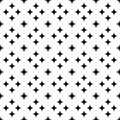 Geometrical curved star pattern background - abstract monochrome vector design from stars