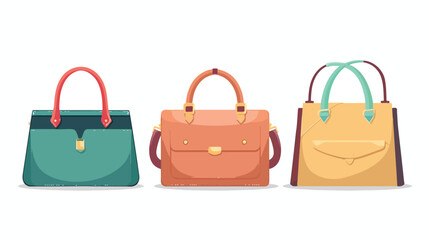 Womens fashion hand bags icon flat vector isolated on