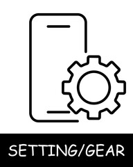 Gear, mechanism icon. Cogwheel, technology, phone, smartphone, services, tuning, offer users the ability to customize their experience on the platform. Assistance in adjustments and optimization.