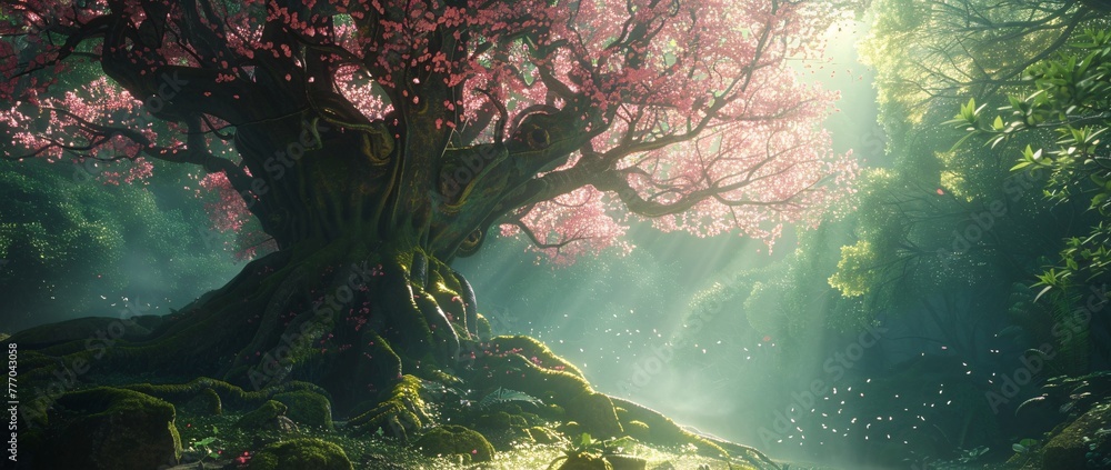 Poster the enchanted tree a journey through the enchanted forest generative ai