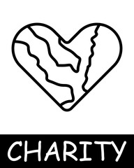 Charity, heart icon. Teamwork, support, gift, endowment, donation, helping those in need, generosity, compassion, and community assistance. The concept of good nature and helping others.