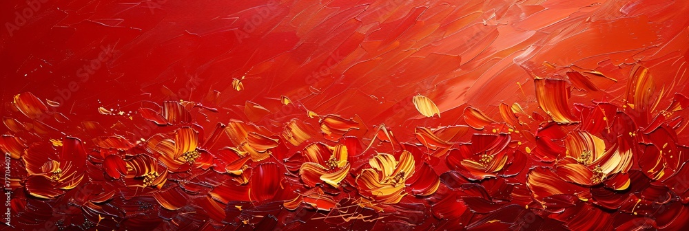 Poster vibrant flower field an abstract expression generative ai