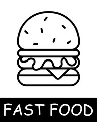 Fast food icon. Junk food, burger, high percentage of fat, calories, allure of fast, flavorful meals despite their negative health implications. Fast, tasty but unhealthy food concept.