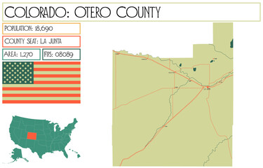 Large and detailed map of Otero County in Colorado USA.