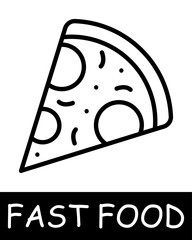 Fast food icon. Junk food, pizza, carbohydrates, high percentage of fat, calories, allure of fast, flavorful meals despite their negative health implications. Fast, tasty but unhealthy food concept.