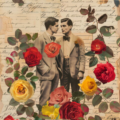 vintage gay men love letter collage - 777044847