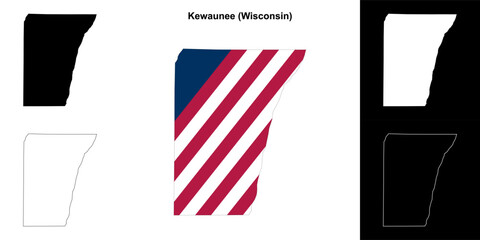 Kewaunee County (Wisconsin) outline map set