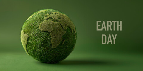 grass earth globe and text earth day - 777044875