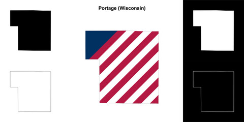 Portage County (Wisconsin) outline map set
